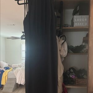 Halston Heritage Black Sleeveless Midi Dress